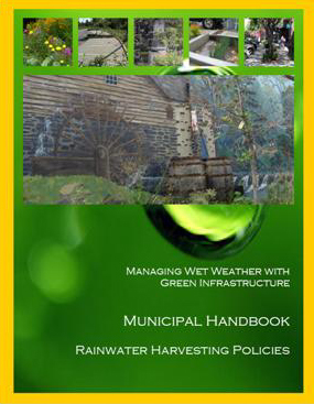 Image of front cover of rainwater harvesting handbook