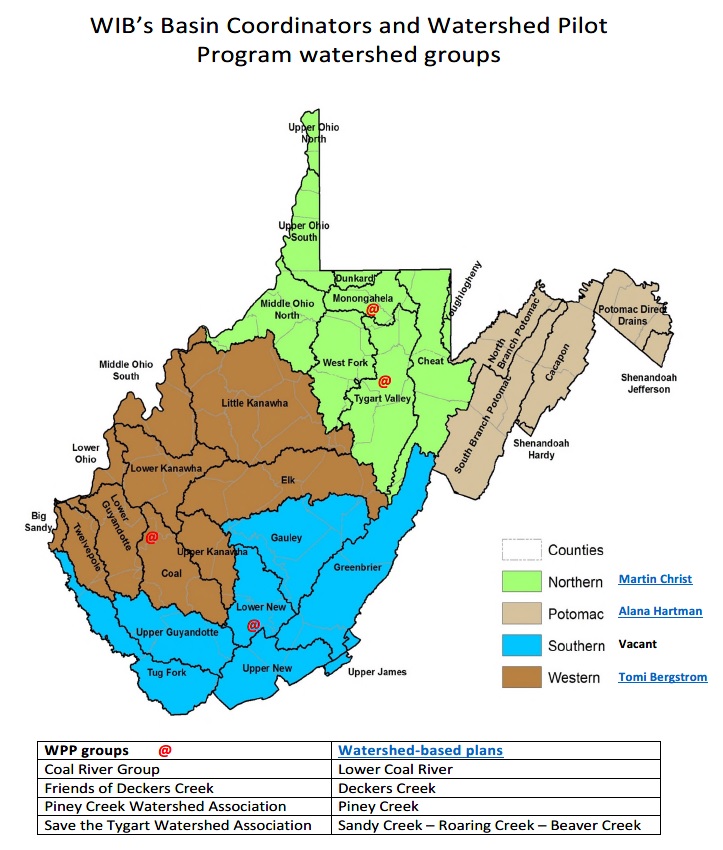 Map of West Virginia watersheds and their regions
