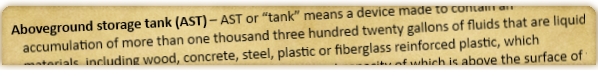 Image of paper defining 'Aboveground Storage Tank'