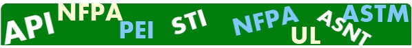 Green banner decorated with industry standard abbreviations