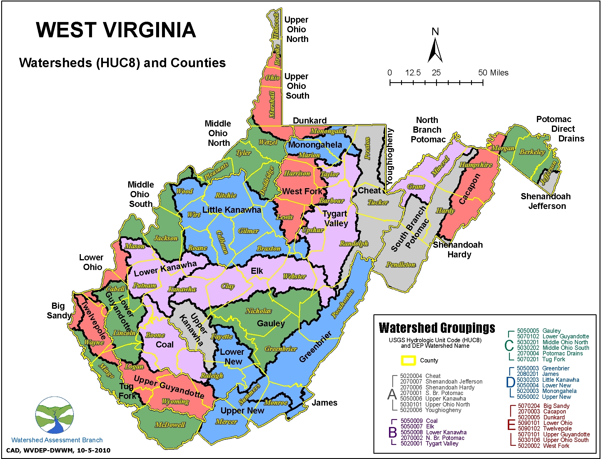 West Virginia Lakes Map West Virginia Watersheds