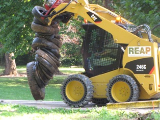 Hauling Recovered Tires With Heavy Equipment