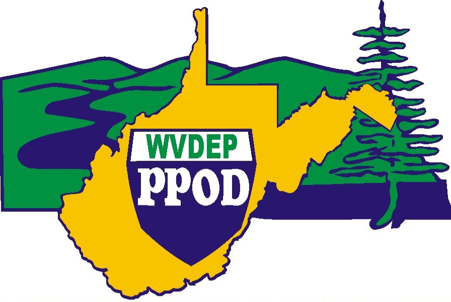 PPOD logo depicting the words 'WVDEP PPOD' over an outline of WV with mountains and trees in the background